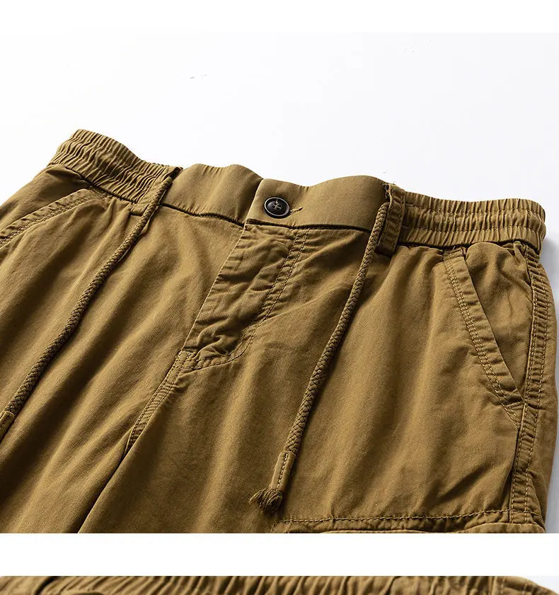 Men's Trendy Shorts - Summer Cotton-blend Breathable Multi-Pocket Outdoor Workwear Cargo Pants, Suitable for Hiking and Jogging