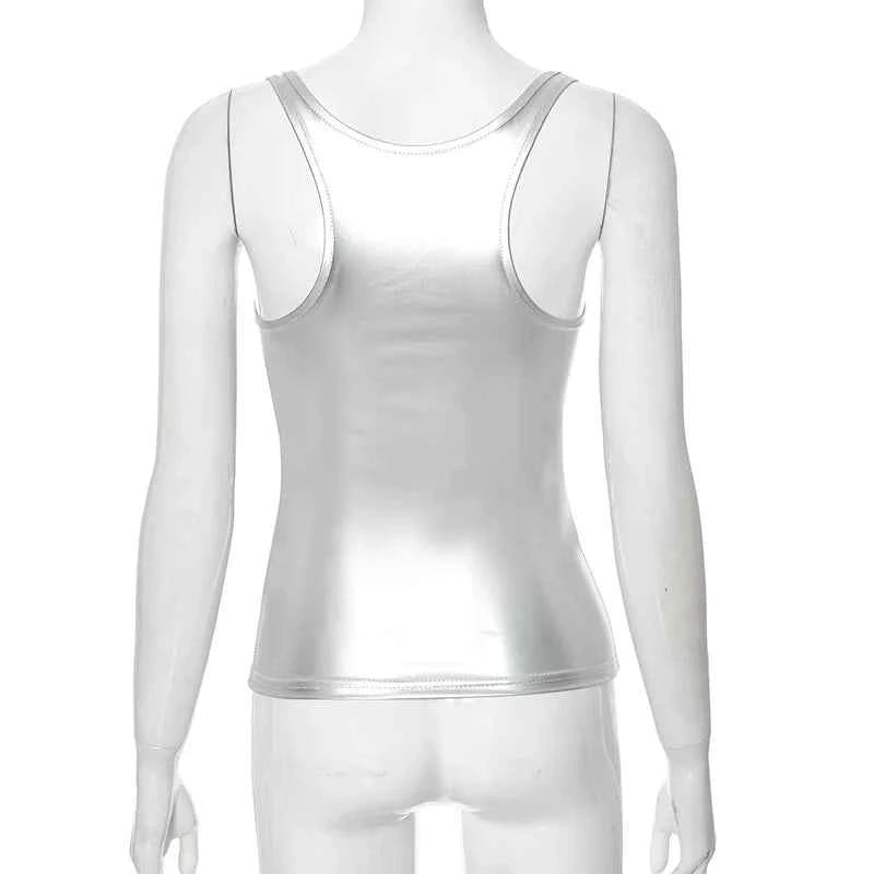 Women's Solid Square Collar Tank Top Sleeveless Y2K Korean Fashion Edgy Summer Ropa De Mujer Camison Verano