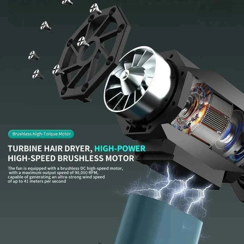 New Violent Turbo Fan: 41m/s Powerful Blower + 105,000 RPM + Professional Dust Extractor Magnetic Nozzle Quick-Change System