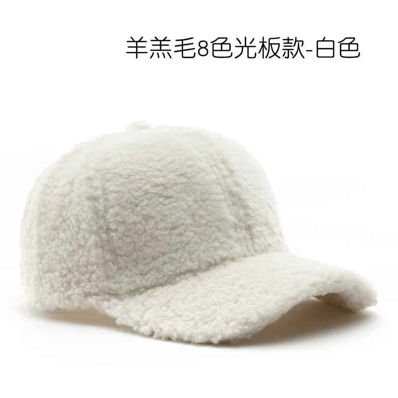 Autumn Winter Baseball Cap Women Artificial Lamb Wool Hats Keep Warm Cap Plush Baseball Caps Spring Baseball Cap Solid Sunshade