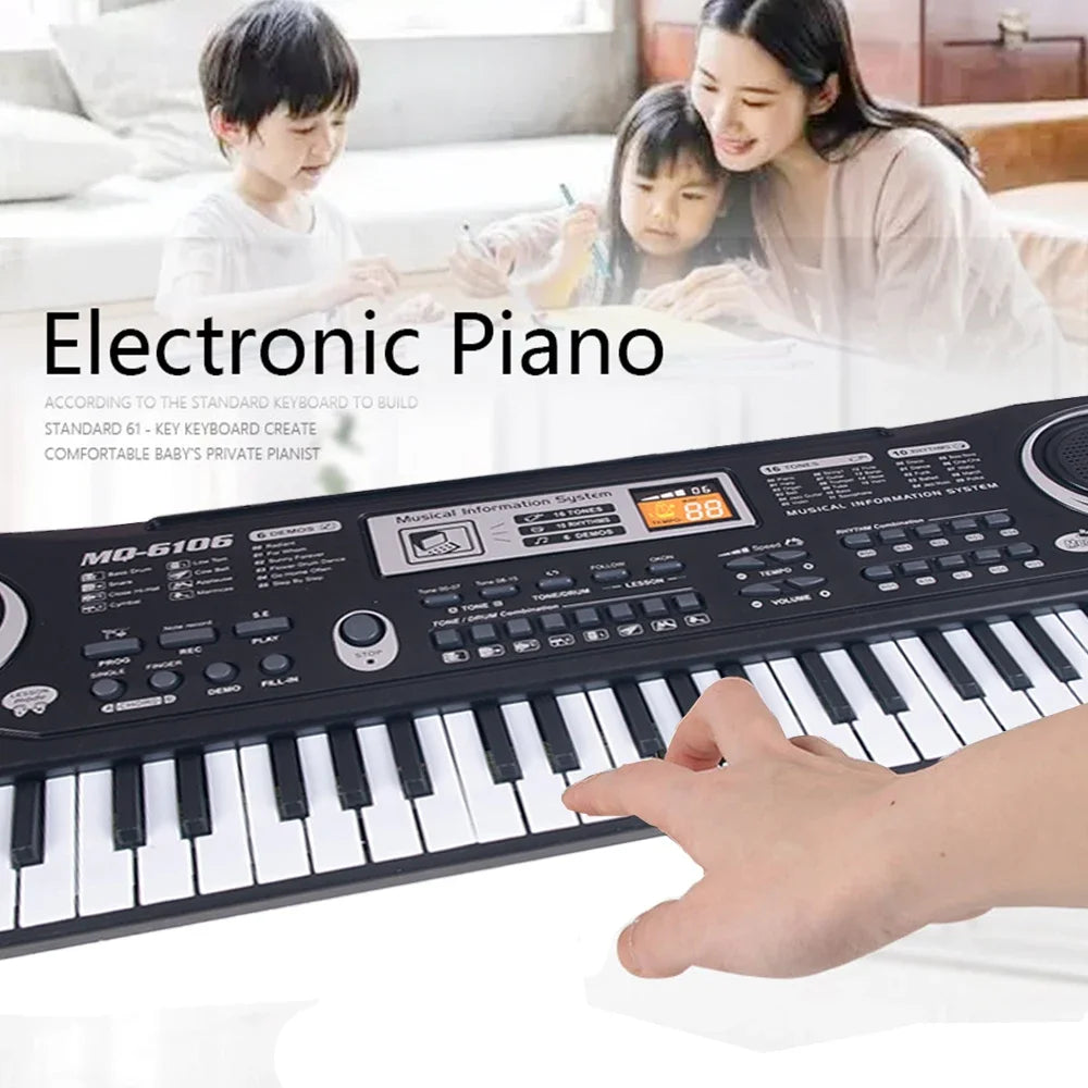 Kids Electronic Piano Keyboard Portable 61 Keys Organ with Microphone Education Toys Musical Instrument Gift for Child Beginner