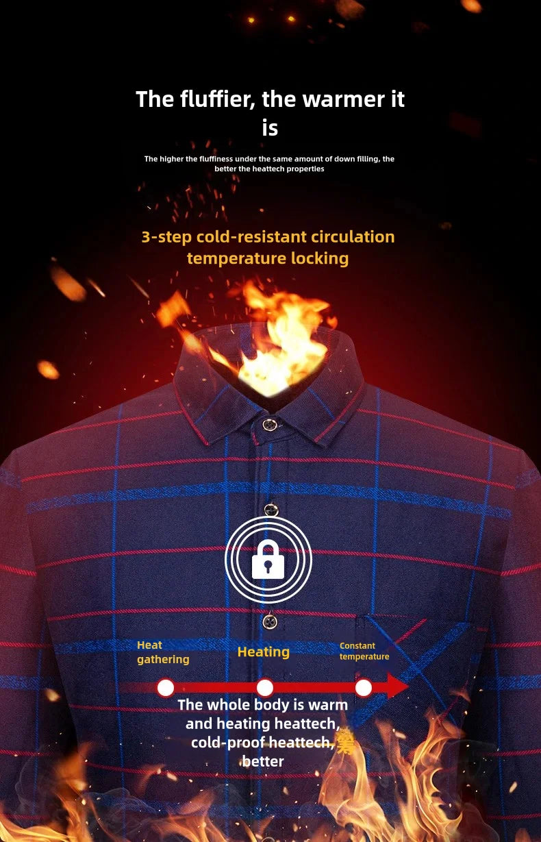 Men's long-sleeved shirt with fleece thickened warm autumn and winter plus size 8XL9XL slim casual plaid everything comfortable