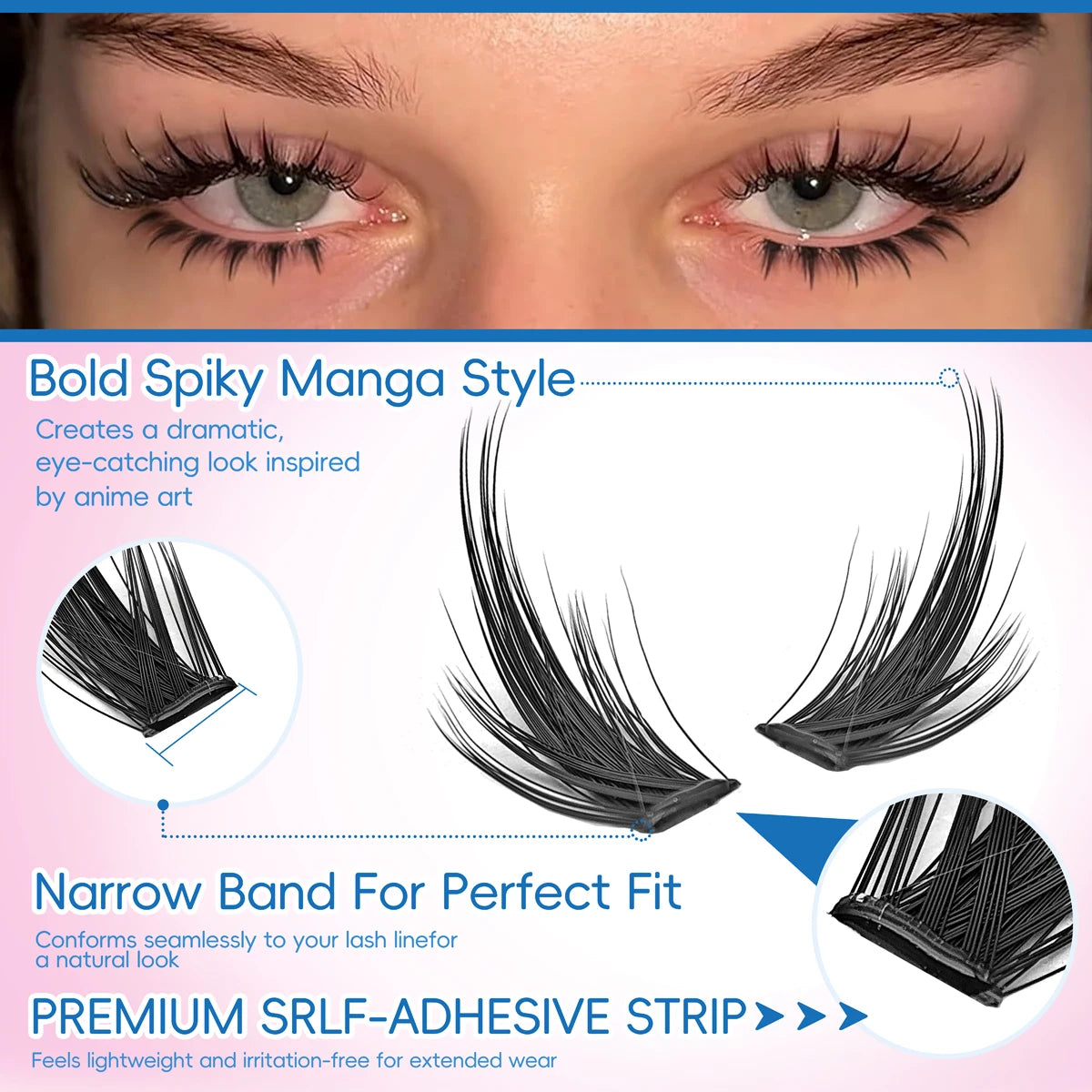 10 rows of 200 clusters of self-adhesive false eyelashes, makeup eyelashes, extending soft eyelashes, 9-13mm（MIX)
