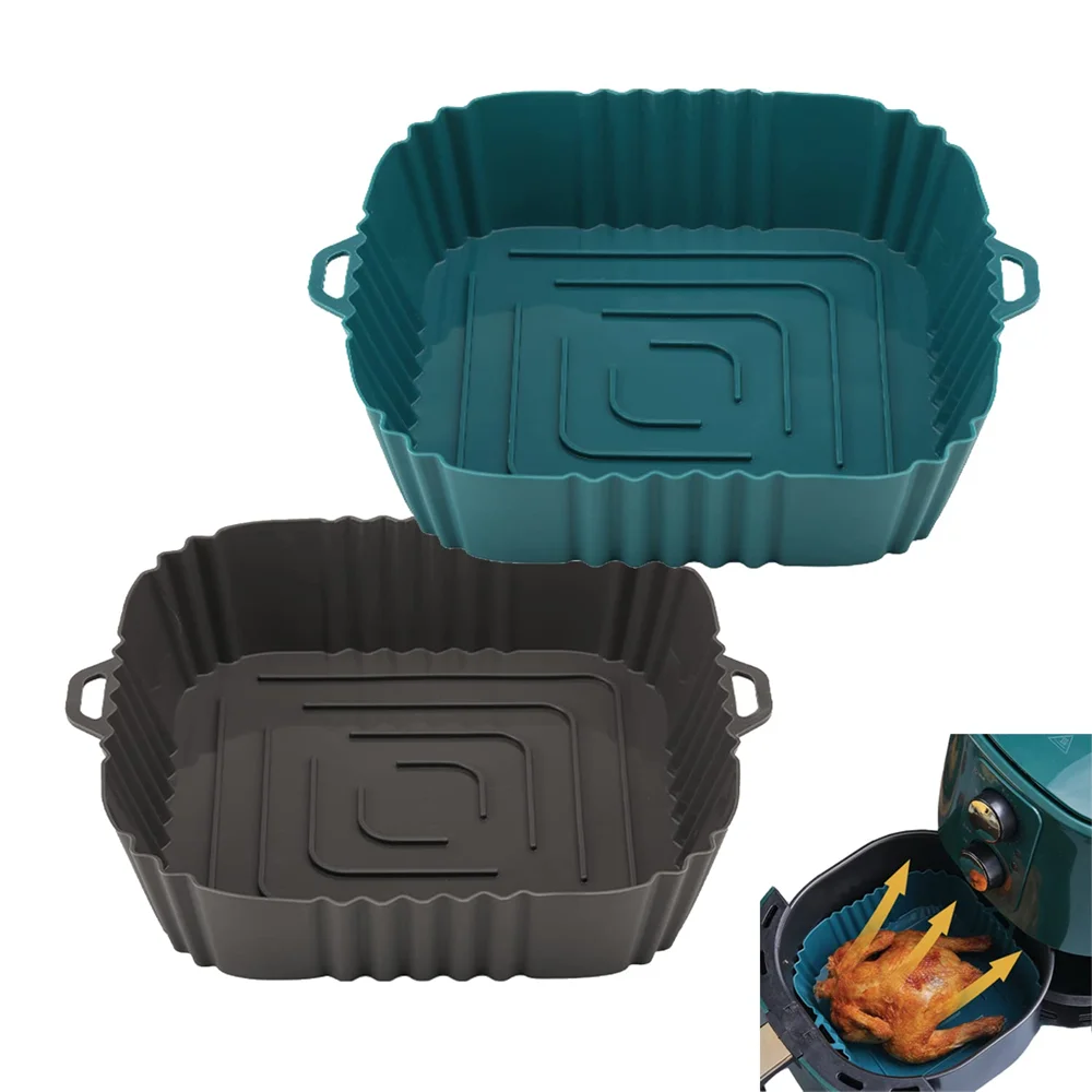 Silicone Air Fryer Liner, Reusable Air Fryer Pot, Silicone Air Fryer Accessories for Home Kitchen, Non-Stick Air Fryer Basket