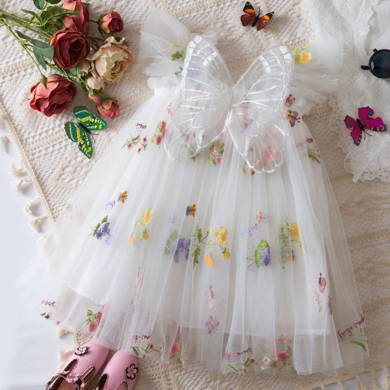 Girls' Dress Summer Floral Mesh Baby Girls Dress Adorable Wedding Flower Girl Dress Baby Girl Clothe