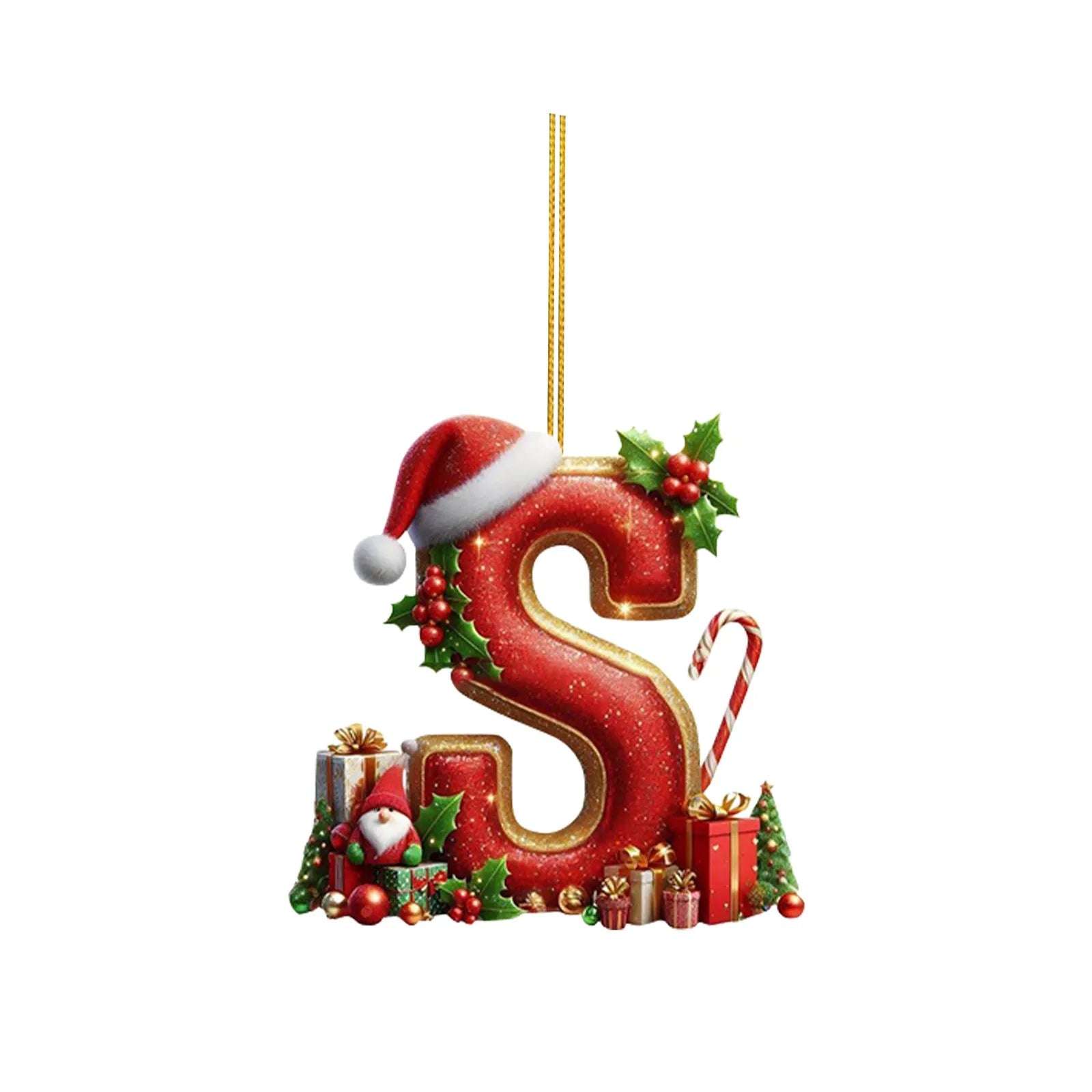 2D Home Decorations Ornaments 26 Letter Pendant For Christmas Tree Decor Christmas Ornaments Acrylic Flat Christmas Tree