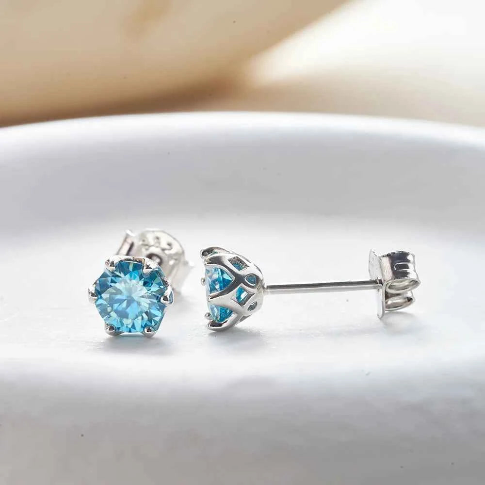 JoyceJelly 1/2/4CT VVS D Color Moissanite Russian Cut 8H8A Lab Diamond Stud Earrings For Women S925 Sterling Silver Fine Jewelry