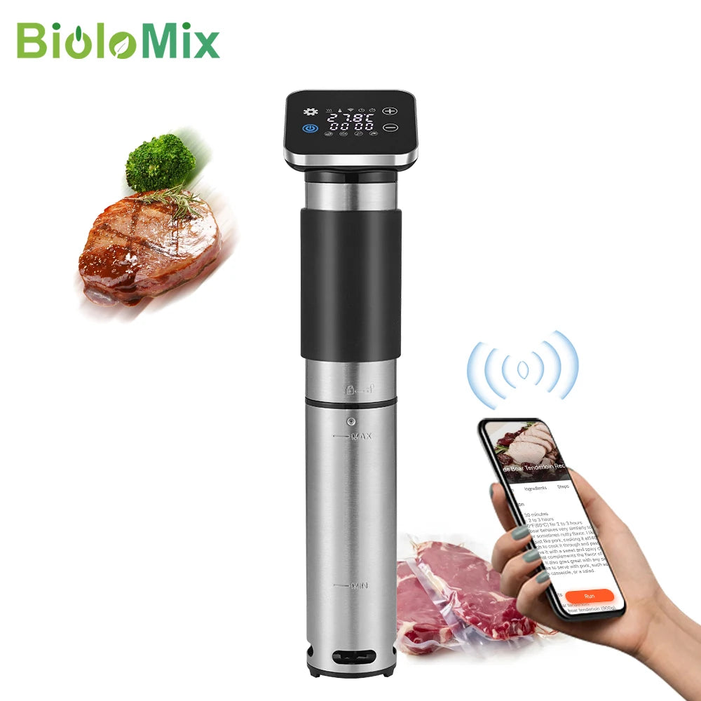 BioloMix 5th Generation WiFi Smart APP Control Sous Vide Cooker Stainless Steel IPX7 Waterproof Thermal Immersion Circulator
