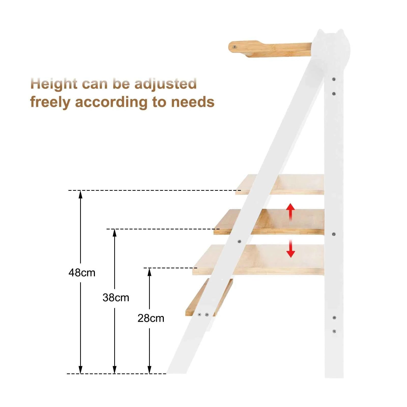 Foldable Montessori Tower, height adjustable on 3 levels, easy to assemble, Montessori bamboo observation tower, black/white