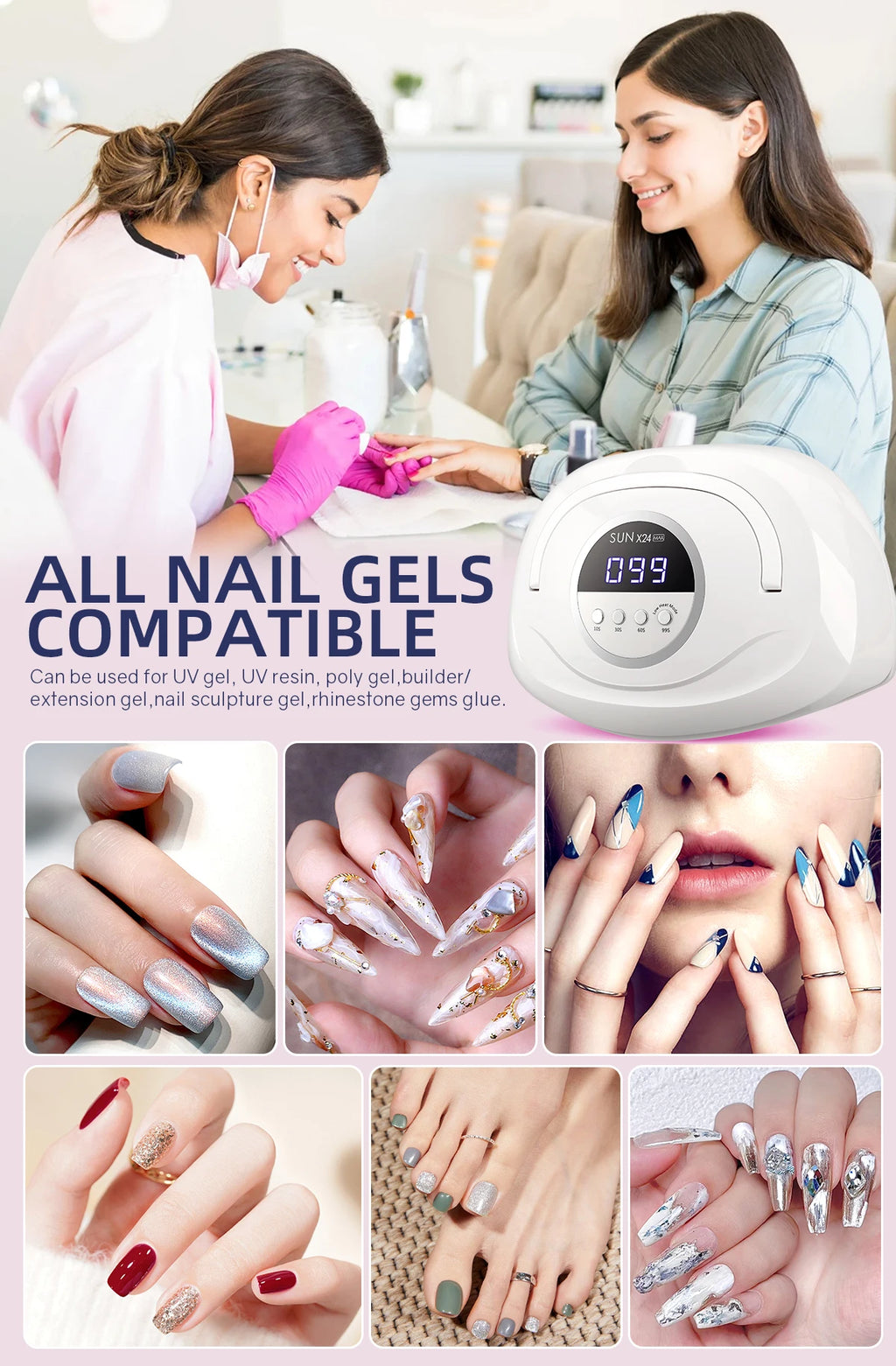 380W UV LED Nail Drying Lamp Professional UV Nail Lamp for Fast Curing Gel 84LEDS Gel Polish Drying Lamp With Lntelligent Sensor