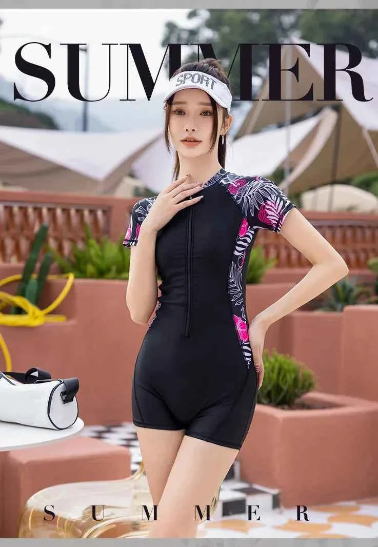 Middle-aged Elderly Mothers Professional Racing One-piece Large-size Swimsuit Women Sports Slim Students Hot Spring Swimsuit