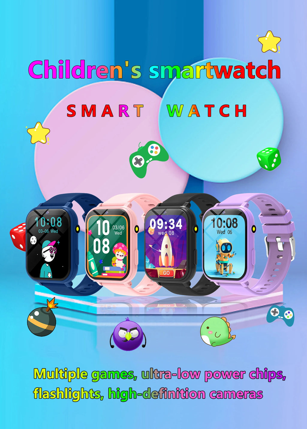 Kids Smart Watch with Camera for Boys Girls Age 4-12 Educational Game Watch Pedometer Alarm Flashlight Birthday Gifts Funny Toy