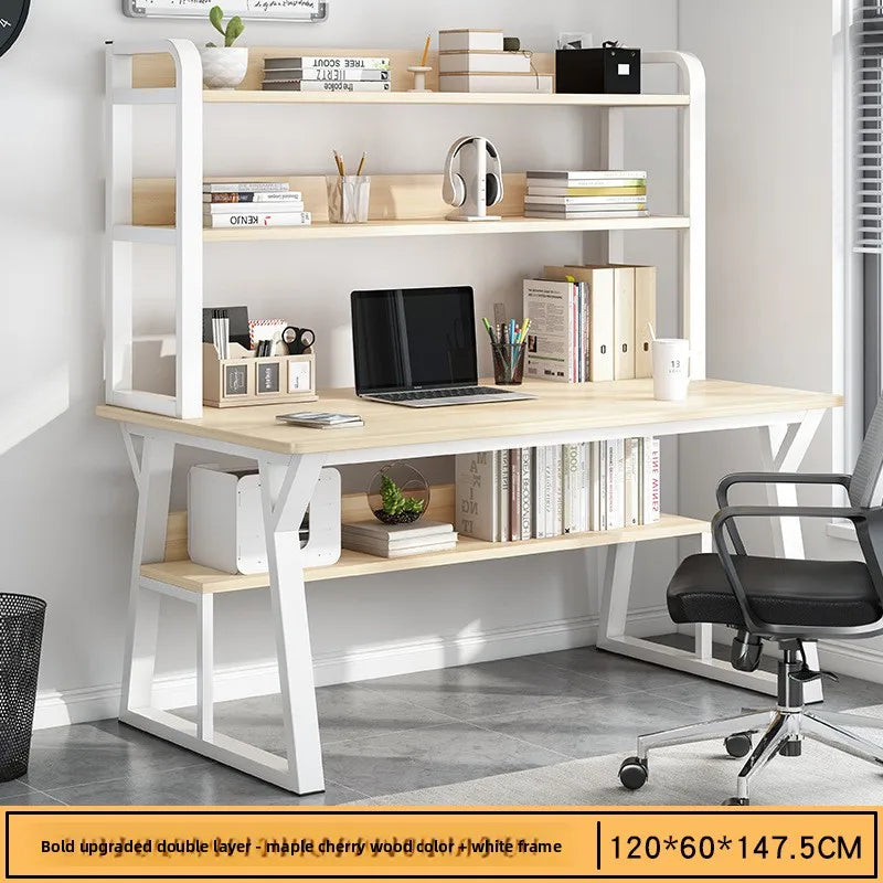 Stable Computer desk desktop desk bookshelf integrated writing desk household small apartment simple hole board desk
