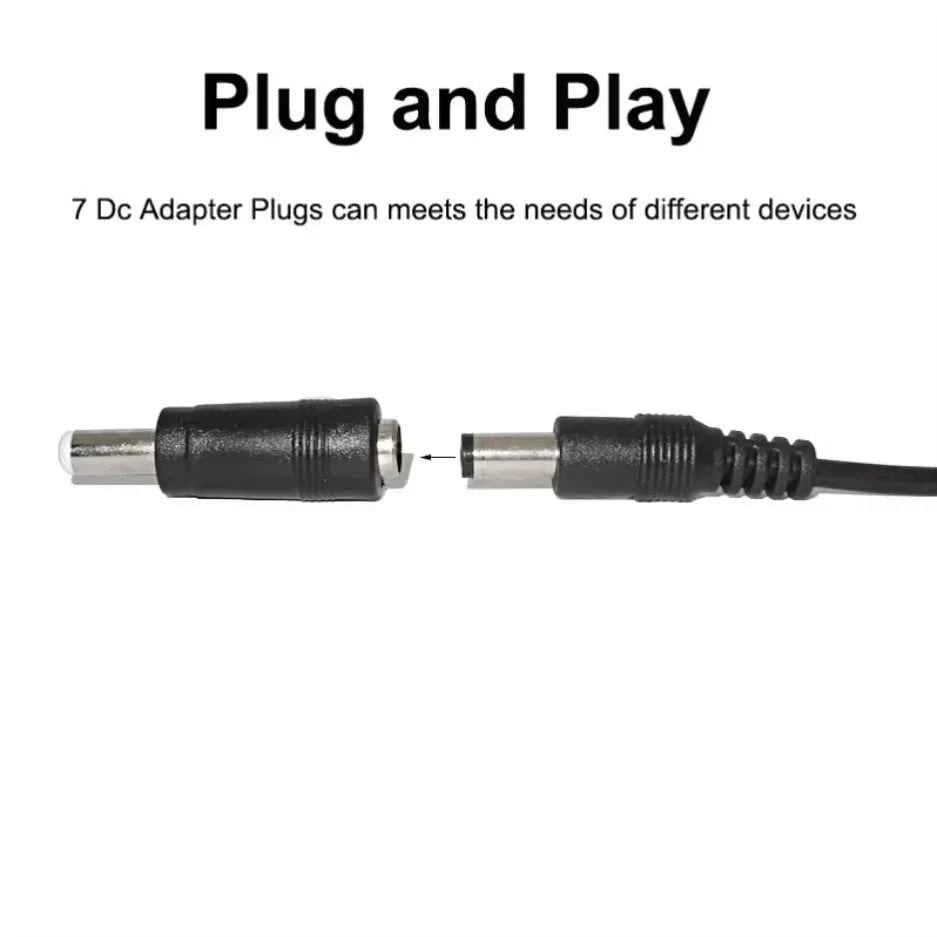 Universal Power Cable USB to DC 5.5 * 2.1mm Jack 5V Charging Cord with 8 Selectable Connector Tips for CCTV Cameras TV Box