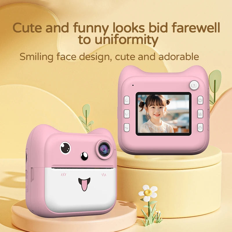 Kids Photo Camera Printer Mini Thermal Print Camera Children Digital Video Camera Toy Gifts for 4-12 Years Kids Girls Boys