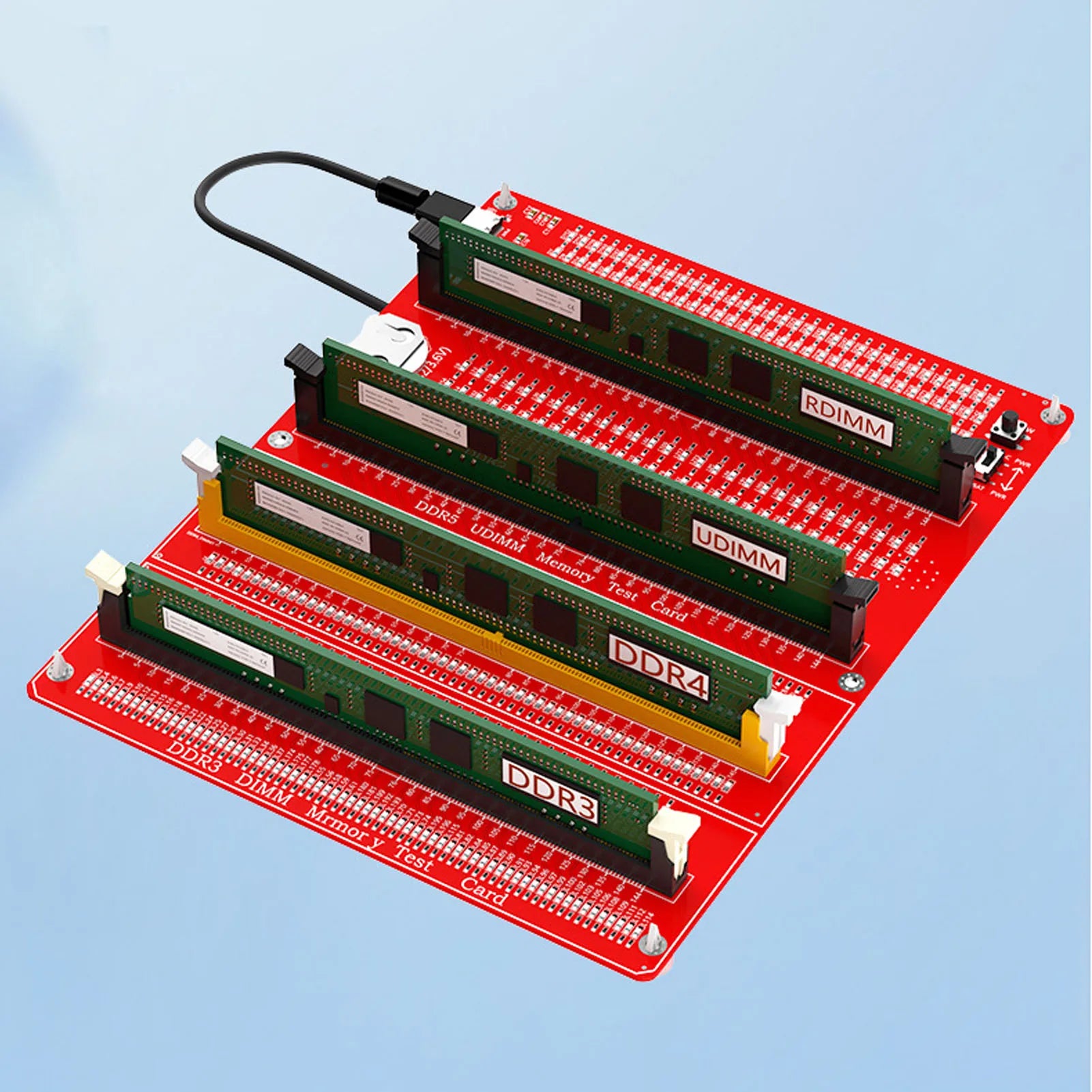 4 in 1 RAM Memory Tester Card Desktop Computer DDR3 DDR4 DDR5 UDMM DDR5 RDIMM Diagnostic Analyzer with Light