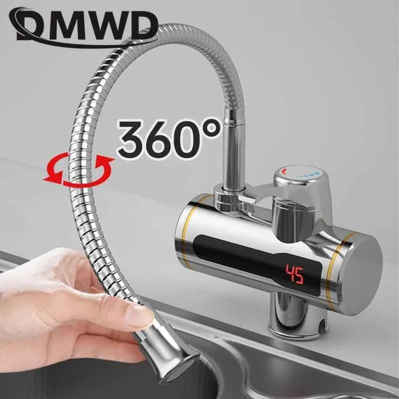 DMWD Tankless Electric Hot Water Heater Universal Hose Faucet Kitchen Instant Heating Tap Water Heater LED Temperature Display