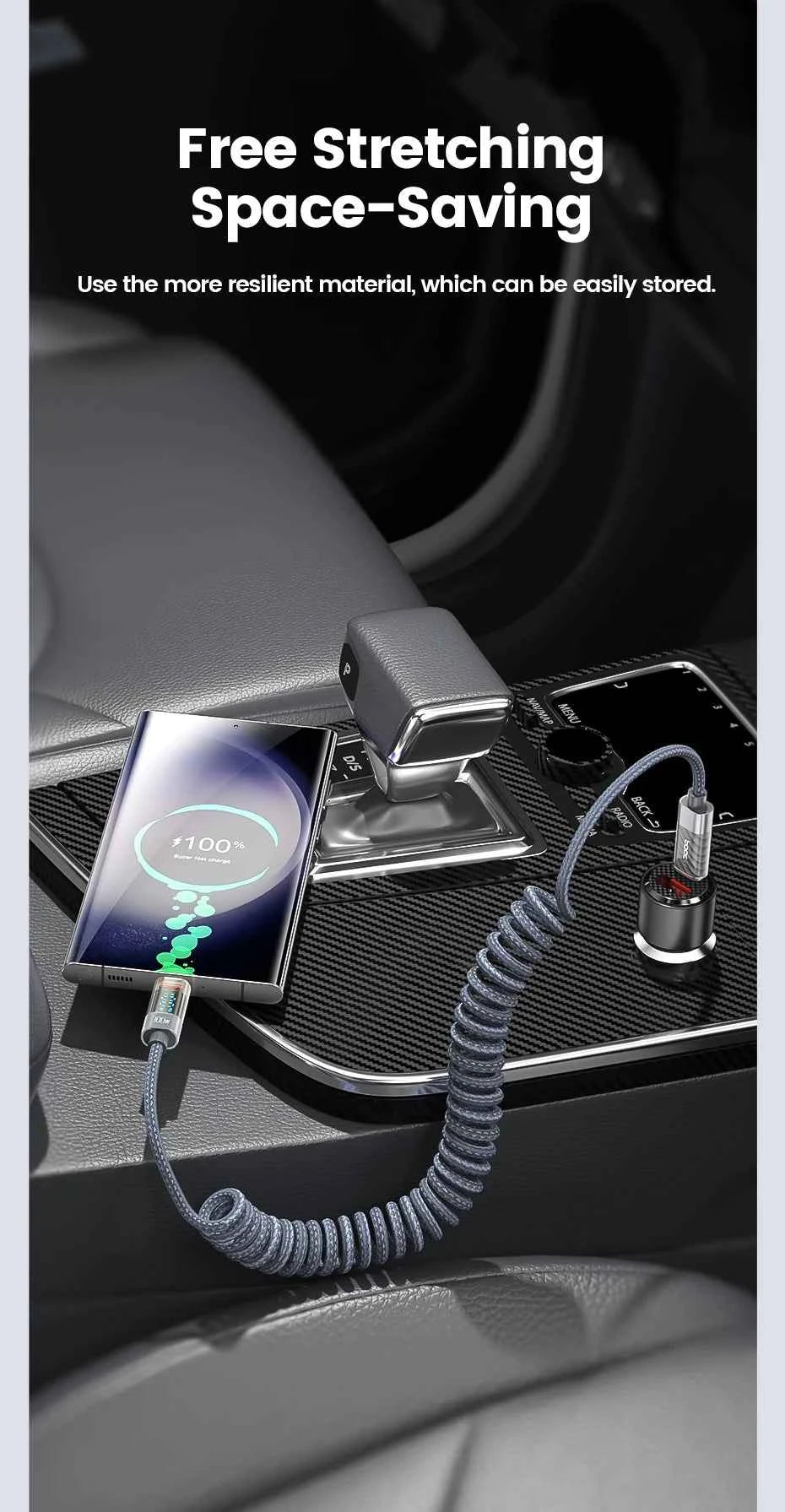 Toocki Type C to Type C Cable 100W Display Fast Charging Charger USB C to USB C Transparent PD Cable For IPhone15 Xiaomi Macbook