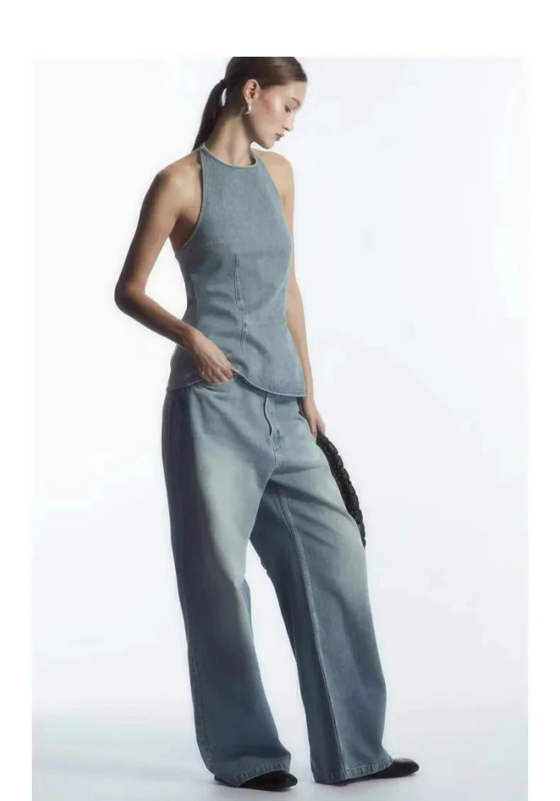 Faionable Versatile Women's Denim Vest S4290 Sexy Top for All Seasons Spring Summer Autumn Winter by WMDR