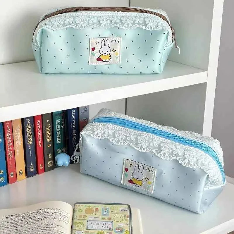 Miffy Kawaii Large capacity pencil case student stationery bag cartoon makeup storage bag Cute Gift Toy