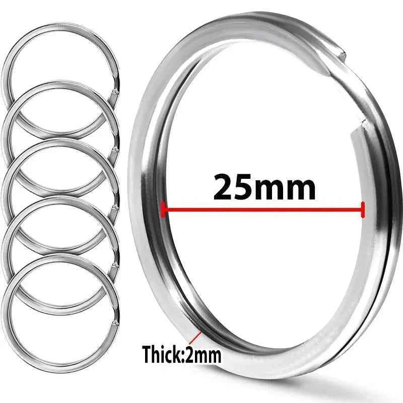 10-30pcs Stainless Steel Key Rings Polished Silver Round Flat Wire Split Key Ring for Jewellery Making Car Keyring DIY 25-35mm
