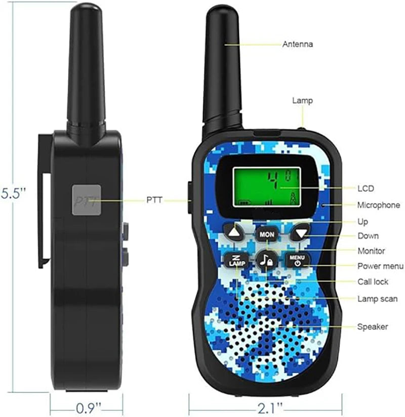 Kids Walkie Talkies 3 Pack, 3KM Long Range Two Way Radio Toy, Outdoor Birthday Gift for 3-12 Children(AAA Batteries Required）