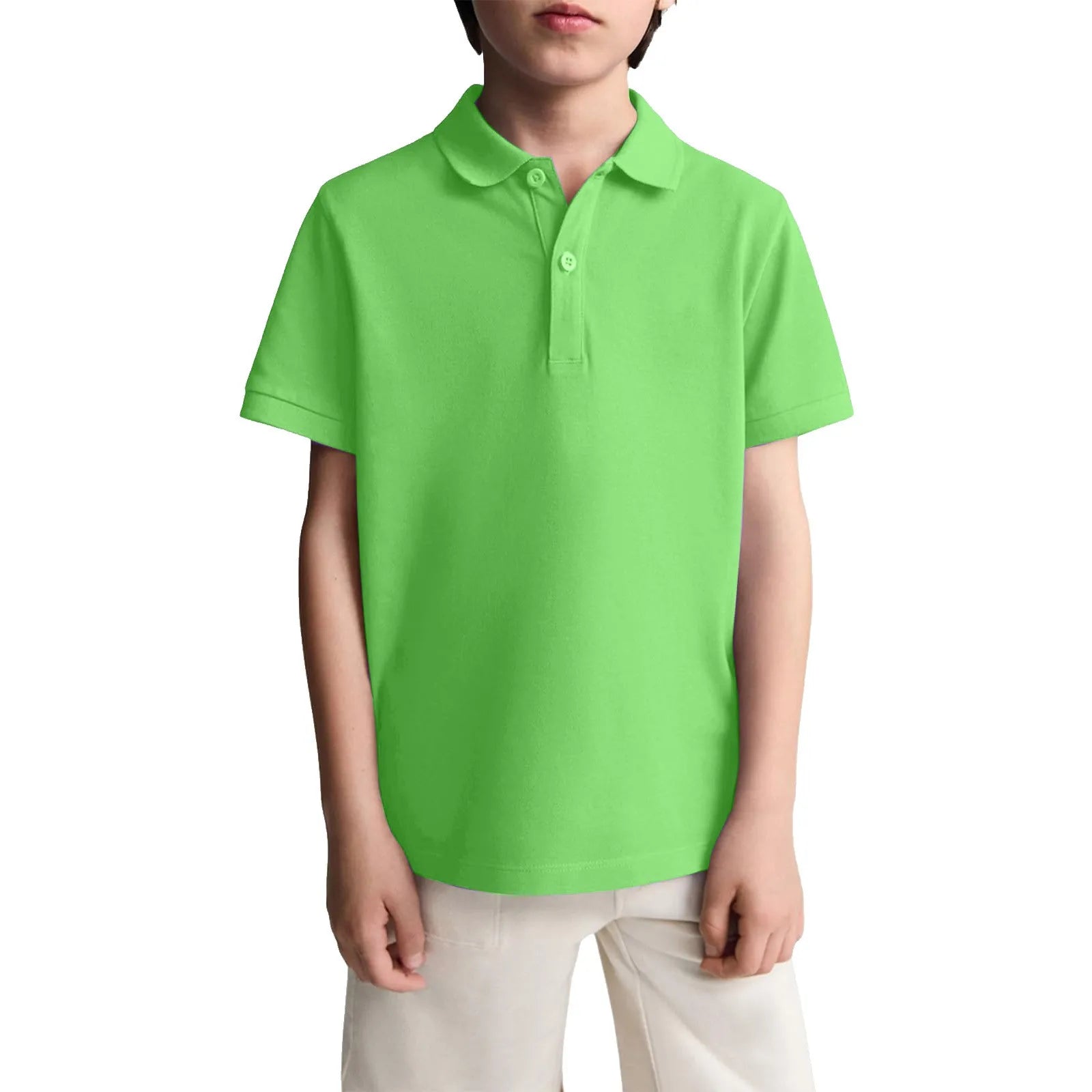 Polo Shirts Kids Basic Simple School Student Uniforms Class Uniforms Cultural Shirts Quick-Drying Turn-Down Collar for 6-11years