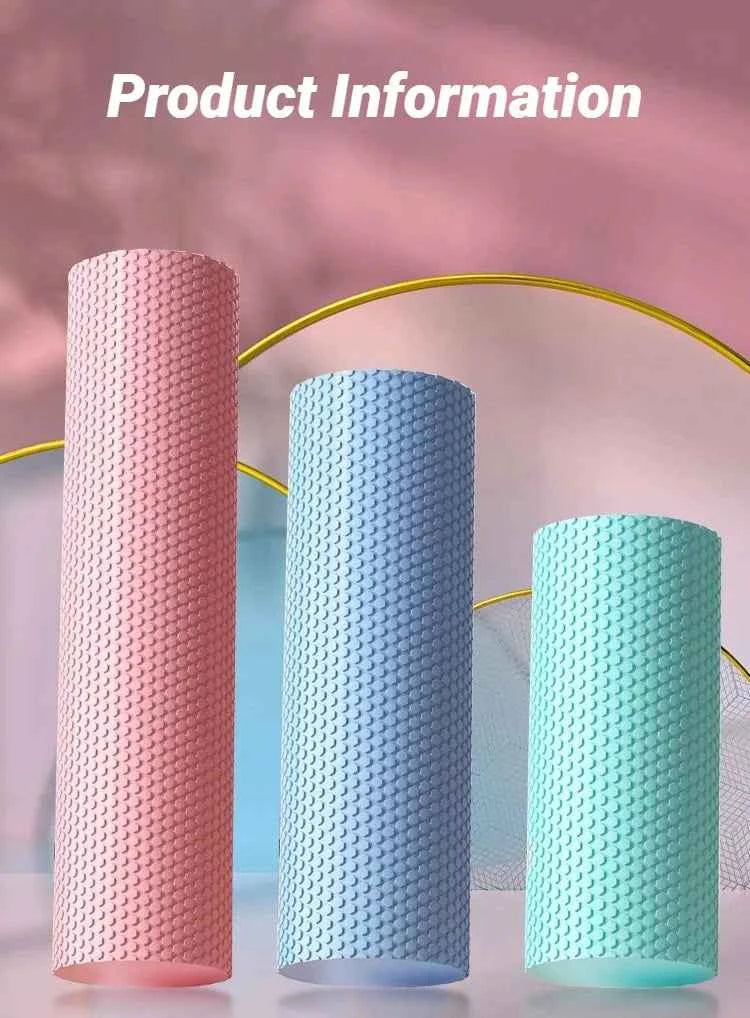Hexagonal Yoga Roller: Round EVA Foam Cylinder for Pilates & Enhanced Home Workouts (Diameter 9.5cm, Length 29.7cm)