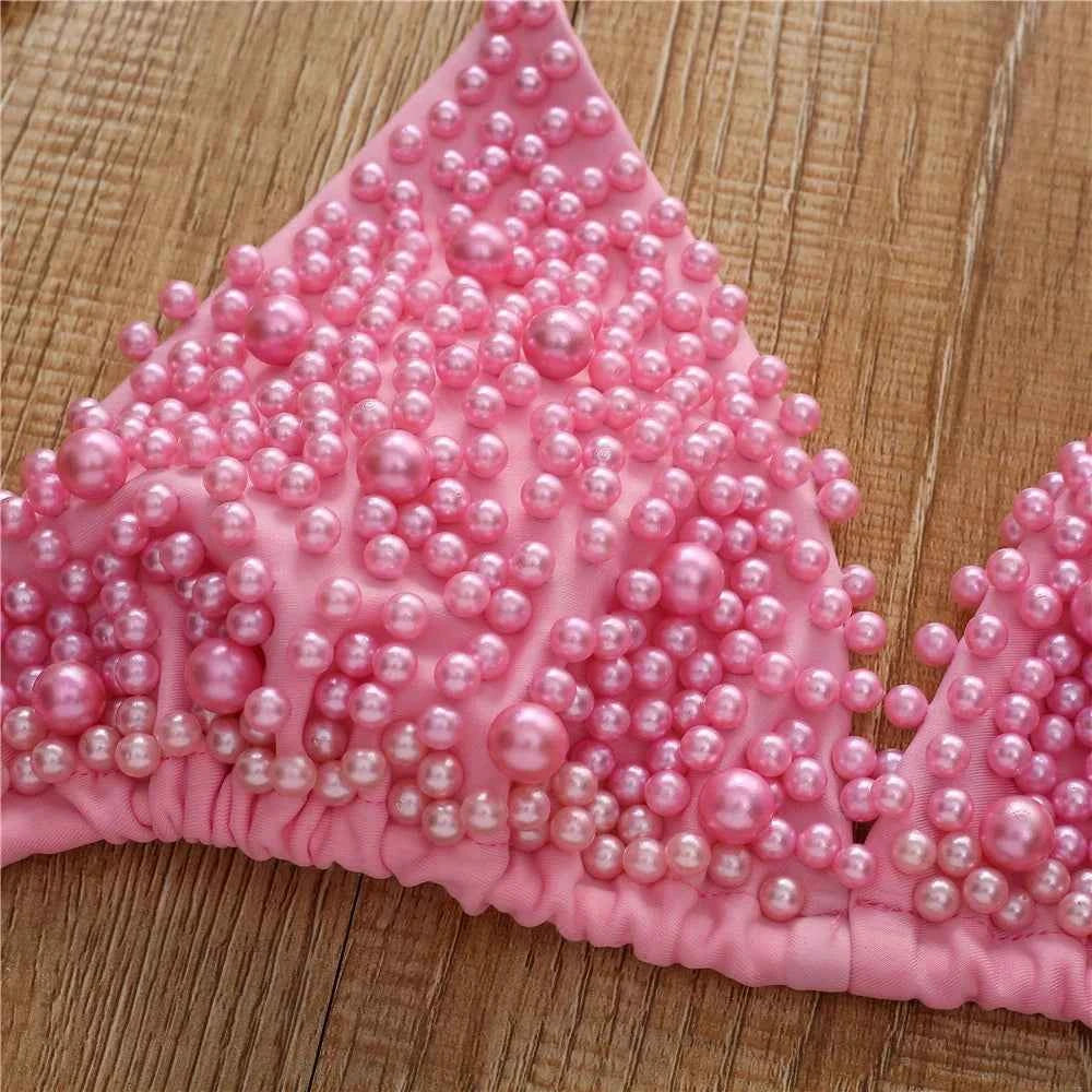Pearl Bikini String Thong Swimsuit Kawaii Y2K Swimwear Trend Women Two Piece Bathing Suit Beachwear Bikinis Set Vacation Outfits