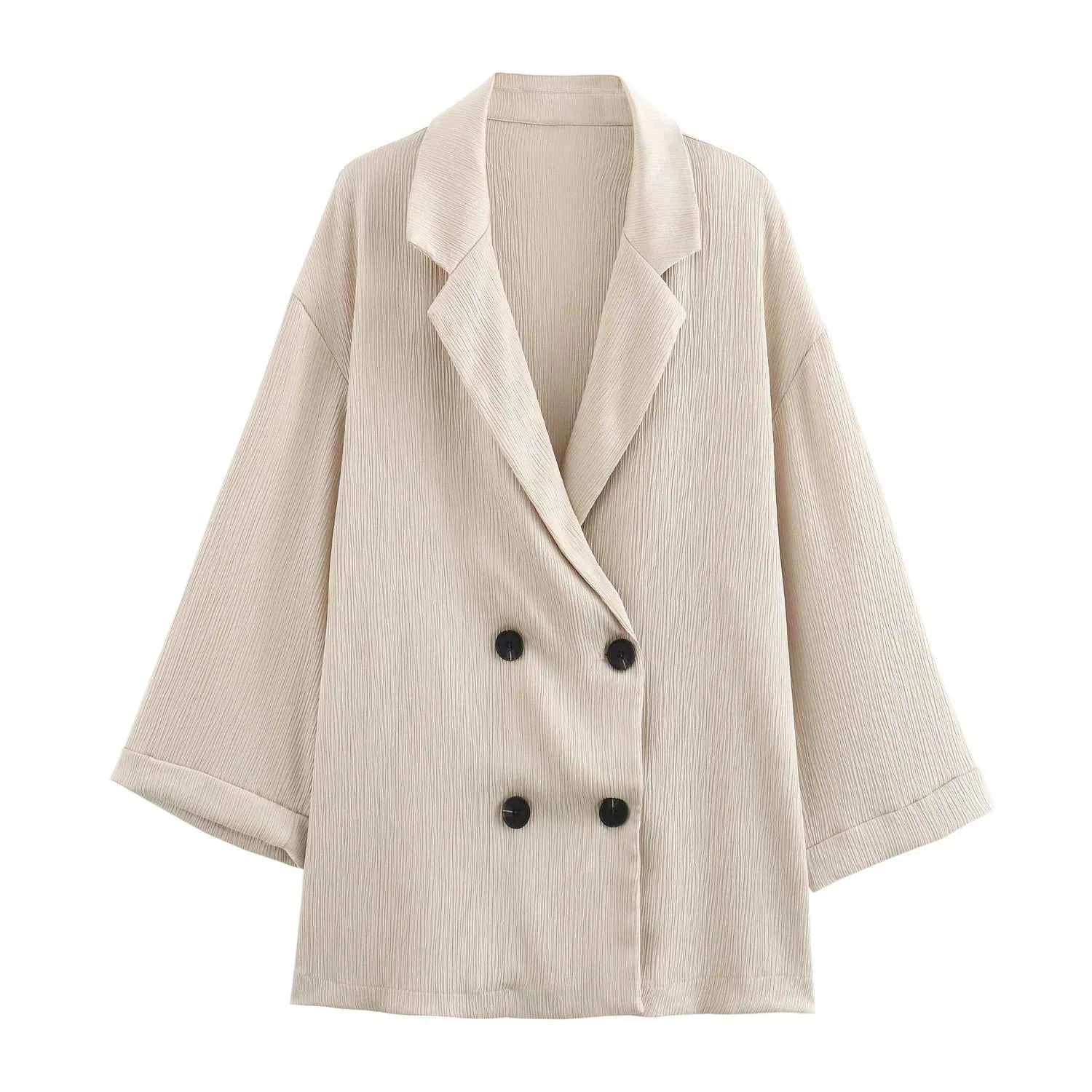 Autumn New Women's Clothing European And American Style Fashionable Wrinkled Suit Jacket Casual Pants Set