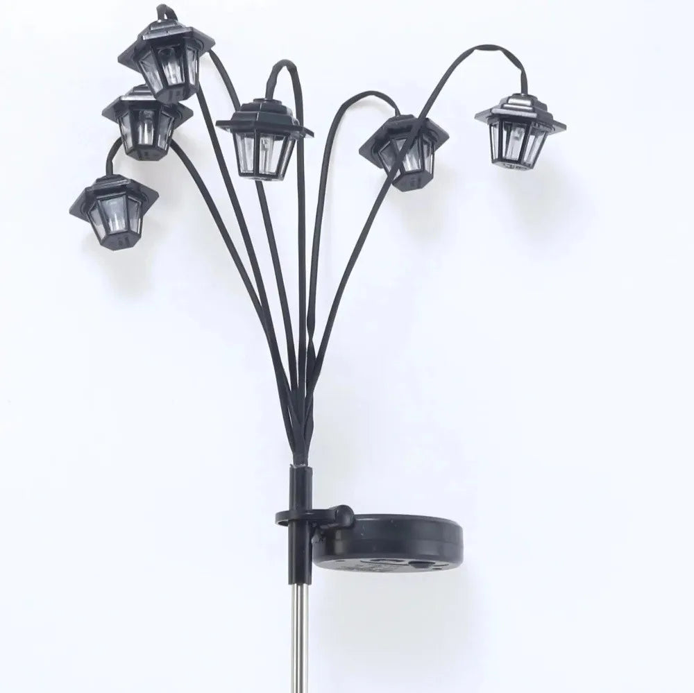 1pc Retro Lantern Decorative Light Waterproof Street Lawn Lamp Solar Garden Lights 6LED Holiday Party Lamp