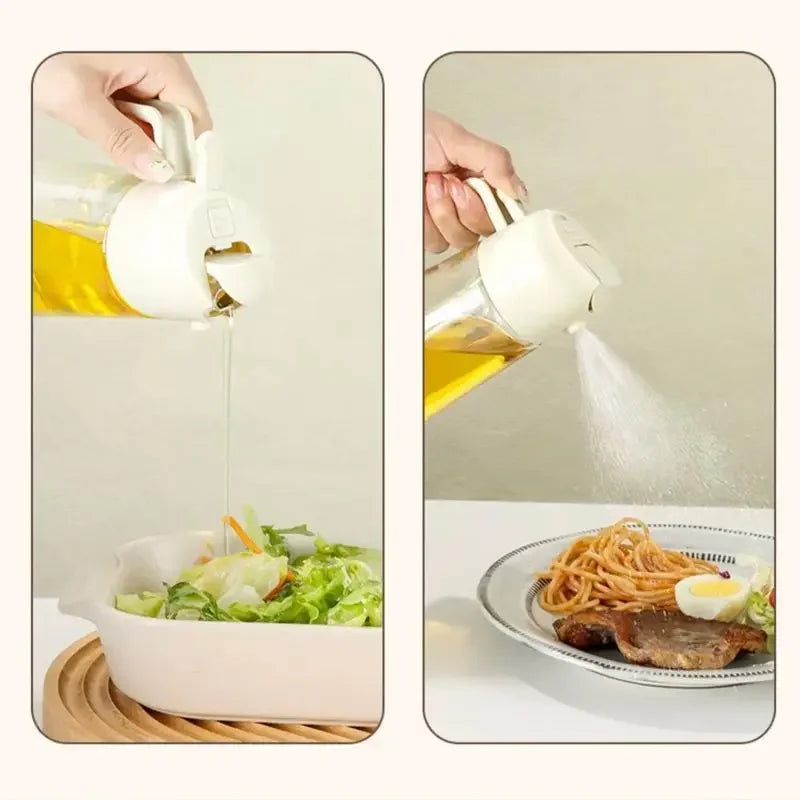Olive Oil Spray Bottle for Oil Bottle Pouring for Cooking Oil Spices Camping Dispenser with Automatic Lid Spice Shaker