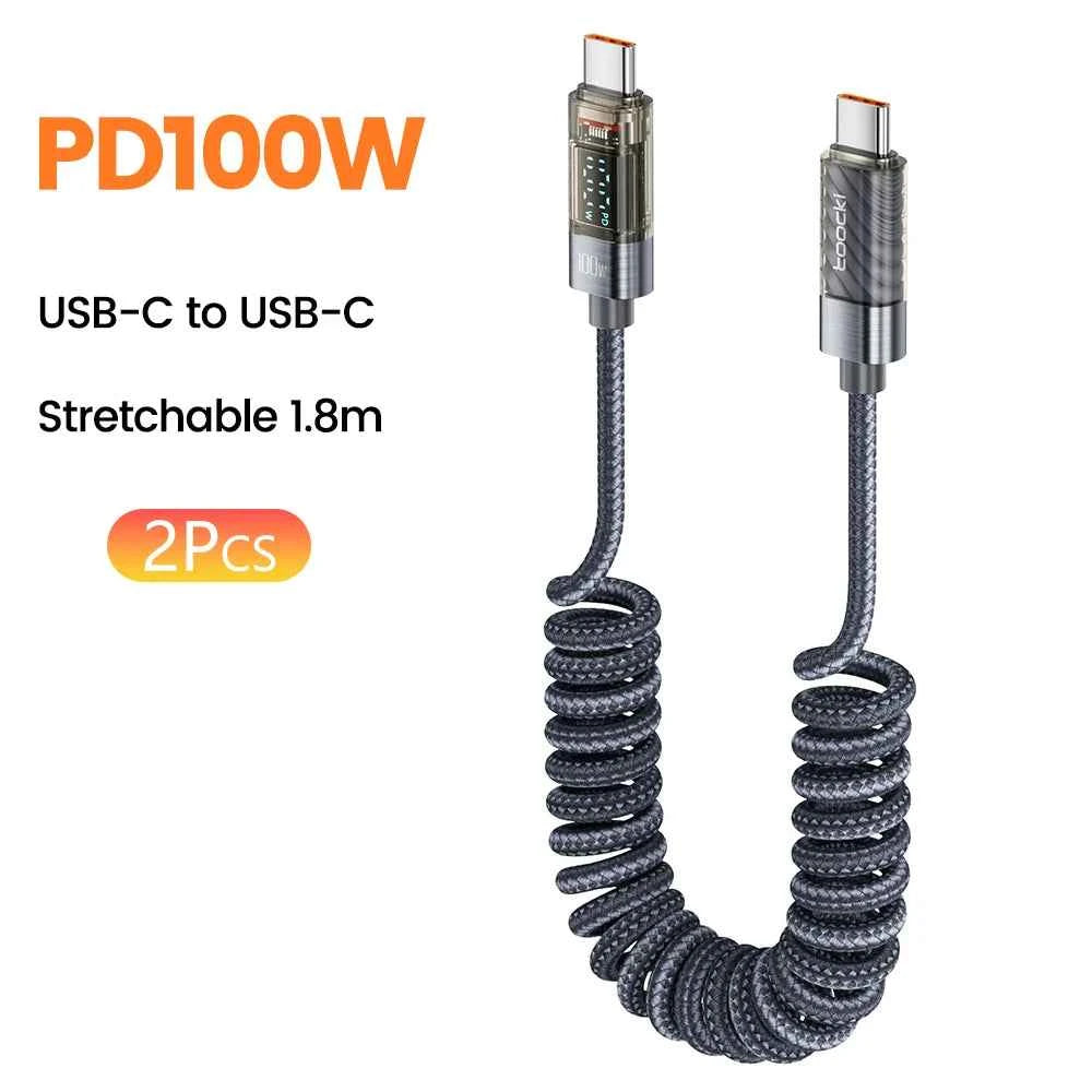 Toocki Type C to Type C Cable 100W Display Fast Charging Charger USB C to USB C Transparent PD Cable For IPhone15 Xiaomi Macbook