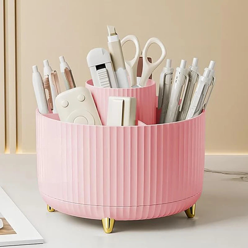 1Pcs 360° Rotating Makeup Brush Holder Storage Box, 5 Slot Makeup Brush Cup, Suitable for Bathroom Dressing Table,Office Desktop