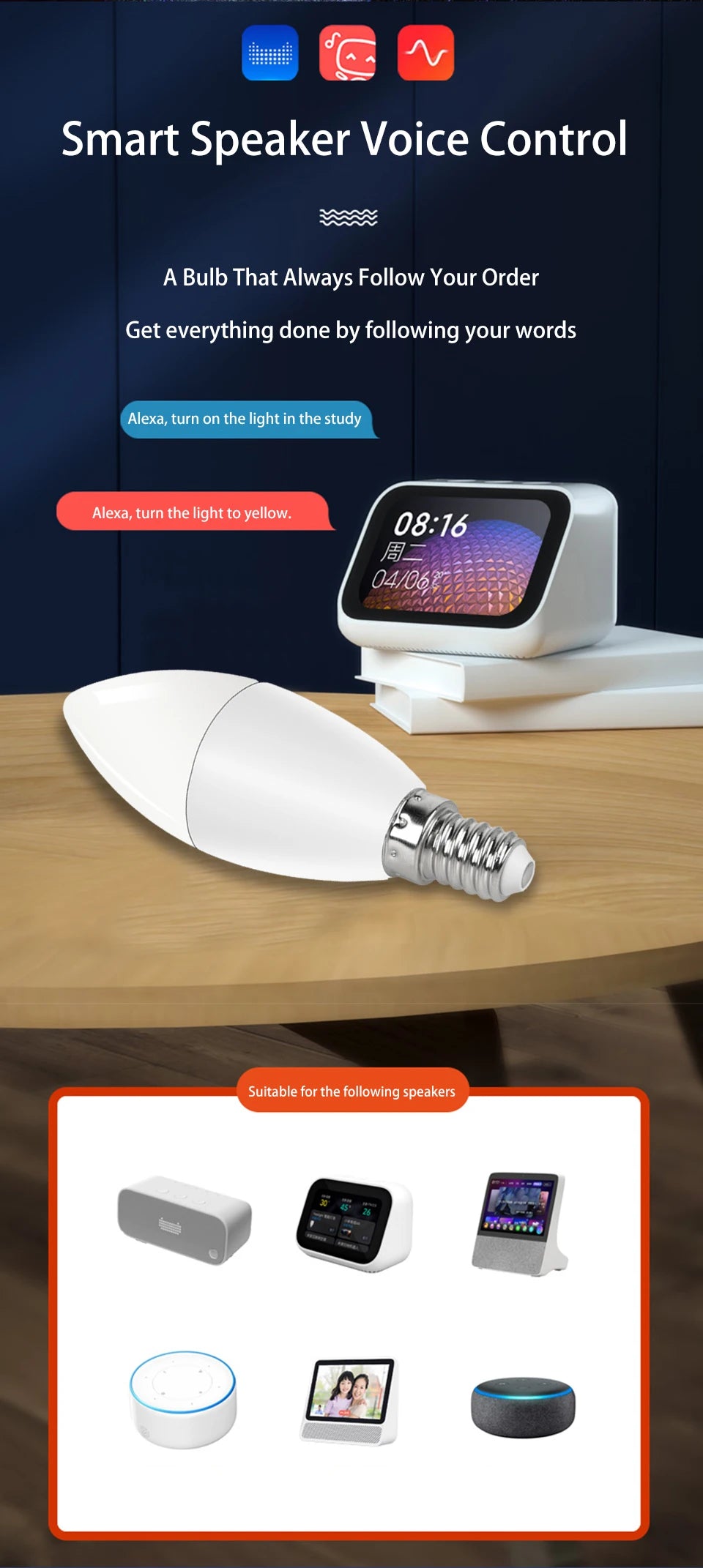 Tuya Smart WiFi LED Bulb E14 Candel Light 5W 7W 9W 220V Dimmable RGB Lamp APP Voice Control Alexa Google Assistant Home Decor