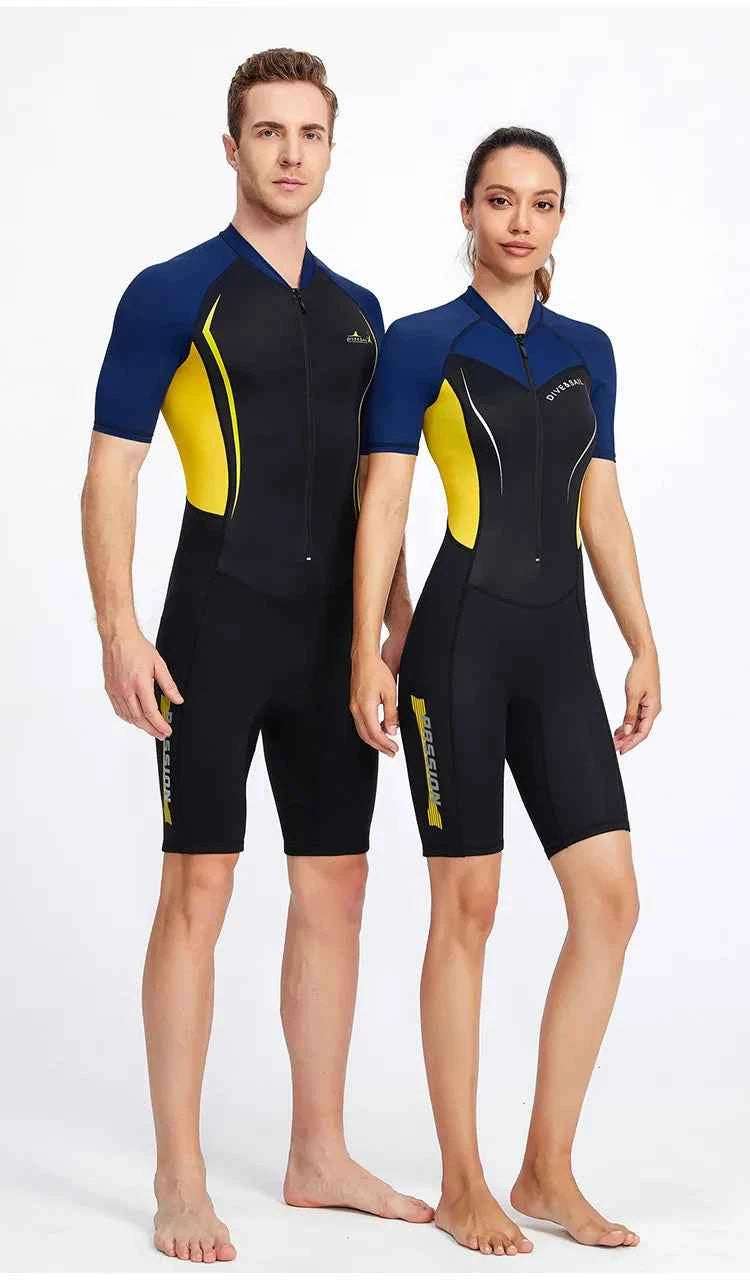 Men Women New Couple Diving Suit One-piece Sunscreen Swimsuit Short-sleeved Shorts 1.5mm Snorkeling Surfing Warm Shorty Wetsuit