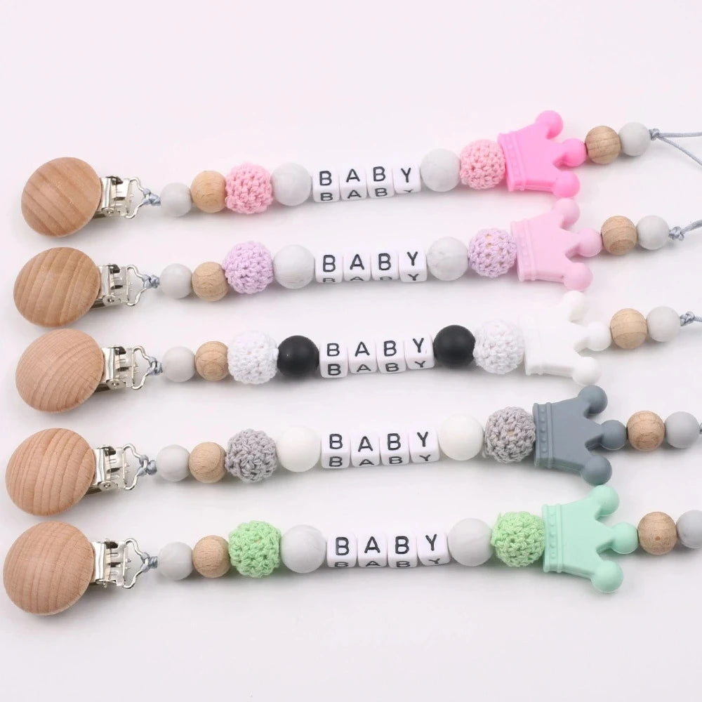 Baby Pacifier Clips Dummy Nipples Holder Clip Chain Silicone crown Newborn Teething Toy Accessories