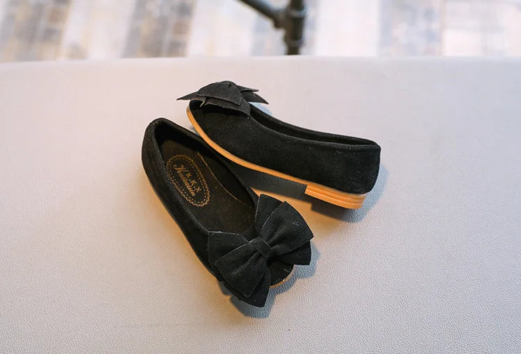 Baby Girls Shoes Princess Bow-knot Flock Fabric Spring Autumn Kids Flats Children Casual Loafers Candy Color Toddlers Shoes Soft