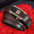 Casual Black Coffee Business Leather Belt Luxury Design Trendy Brand Automatic Buckle Waist Belt Man Crocodile Pattern Waistband