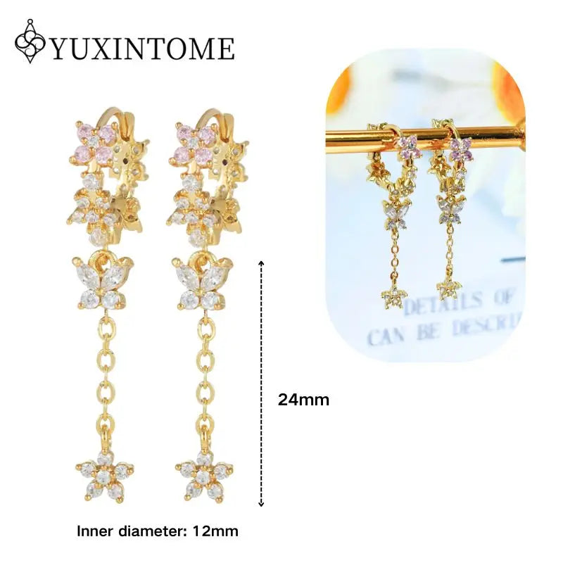 Women's 925 Sterling Silver Ear Needle Crystal Zircon Water Droplets Stud Hoop Gold Huggie Earrings Premium Luxury Party Jewelry