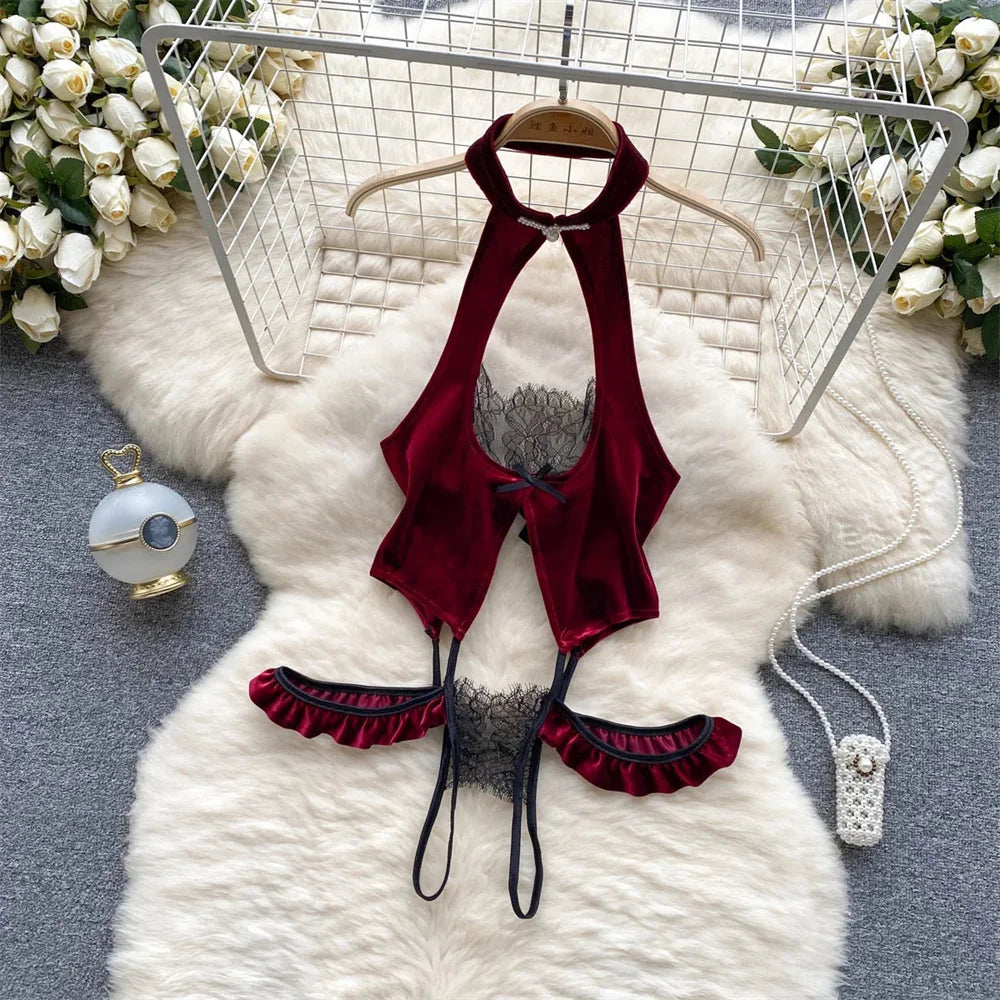 Summer Girls Sexy Hot Sweet Transparent Suspender Mini Dress Women Elastic Waist And Backless Strap Lolita Pajamas Bubble Skirt