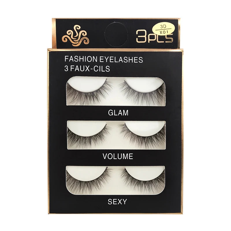 SHIDISHANGPIN 3 pairs 27 styles 3D Faux Mink Hair Soft False Eyelashes Fluffy Wispy Thick Fake Lash Handmade Eyelash Eye Makeup
