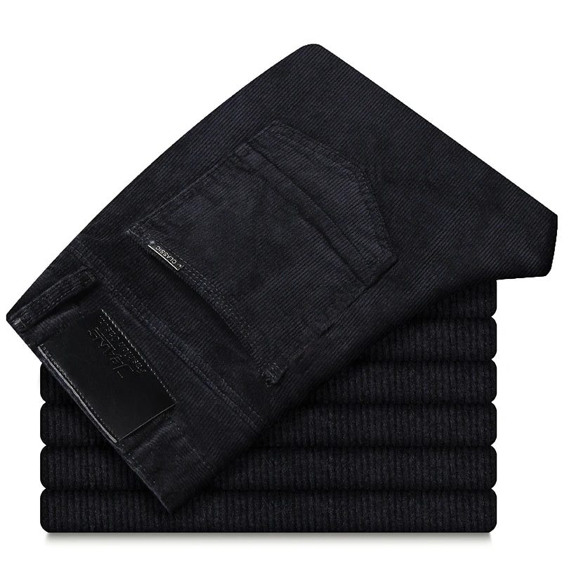 6 Color Men's Thick Corduroy Casual Pants 2023 Winter New Style Business Fashion Stretch Regular Fit Trousers Male Brand Clothes