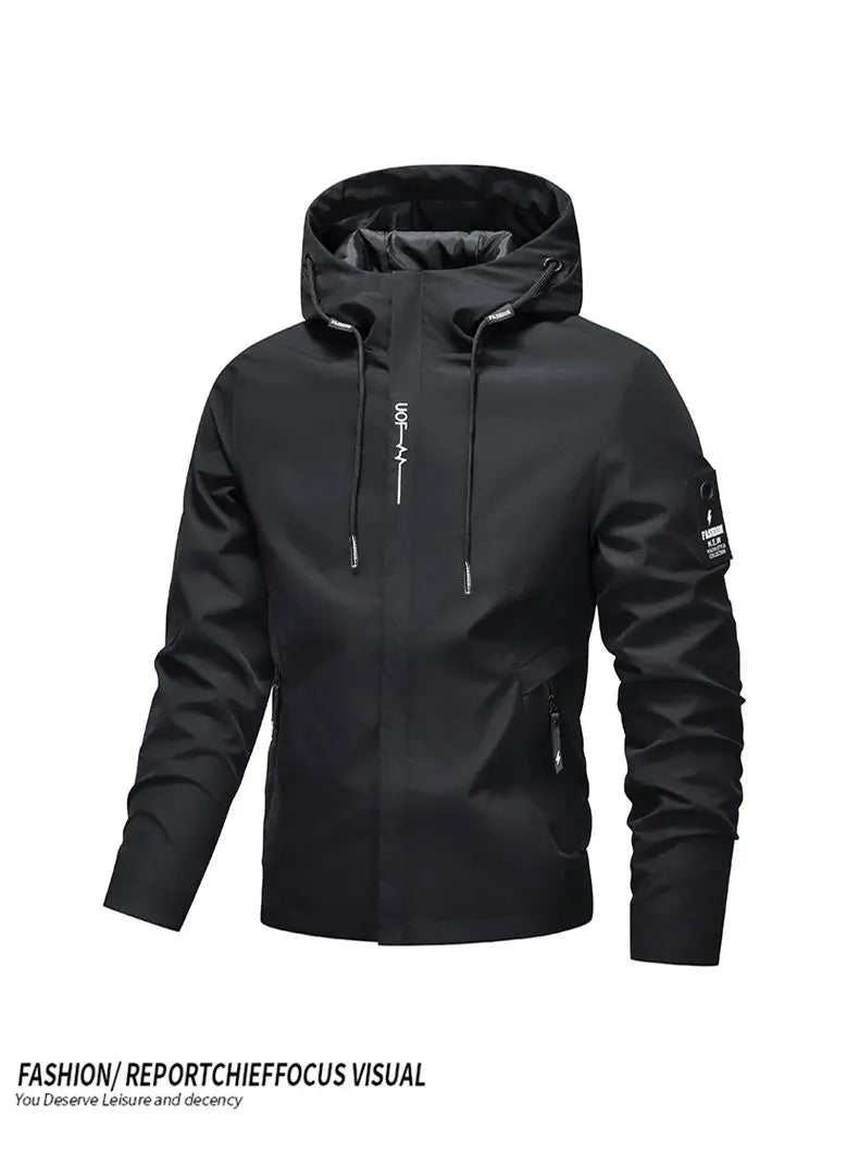 High-quality men's fashionable, stylish, versatile, trendy and casual spring and autumn jacket hooded jacket