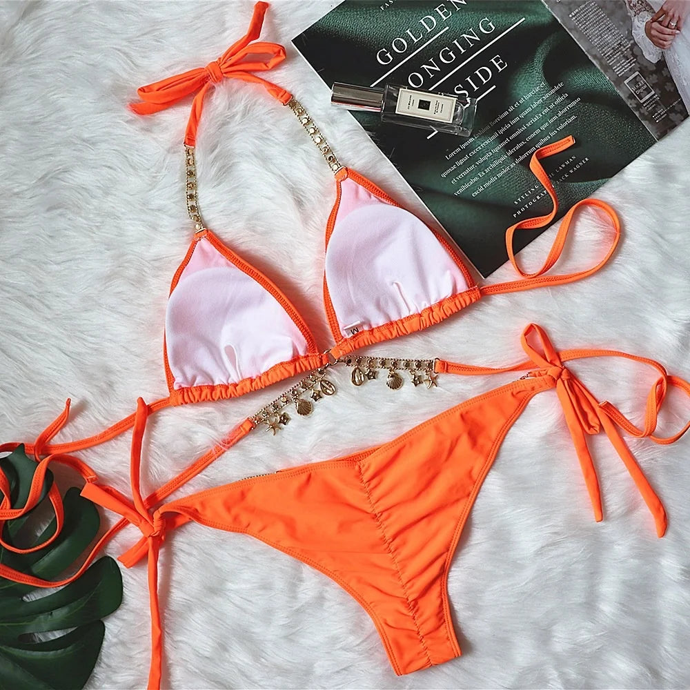 Sexy Bikinis 2026 Women's Solid Color Swimwear Female Swimsuit Swim Wear Bathing Suit Brazilian Bikini Set Beachwear Pool Bather
