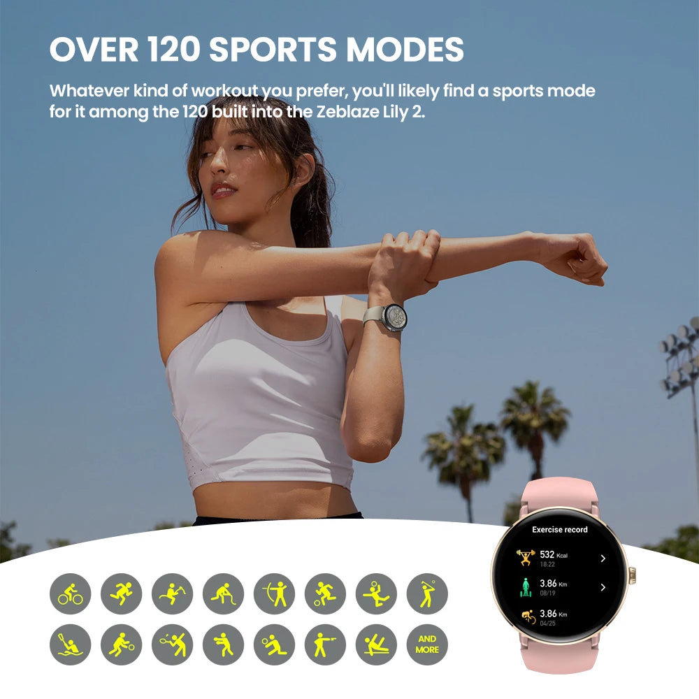NEW 2025 Zeblaze Lily 2 Bluetooth Calling Smartwatch 1.2" AMOLED Screen Double Straps Health Monitoring Smart Watch for Women