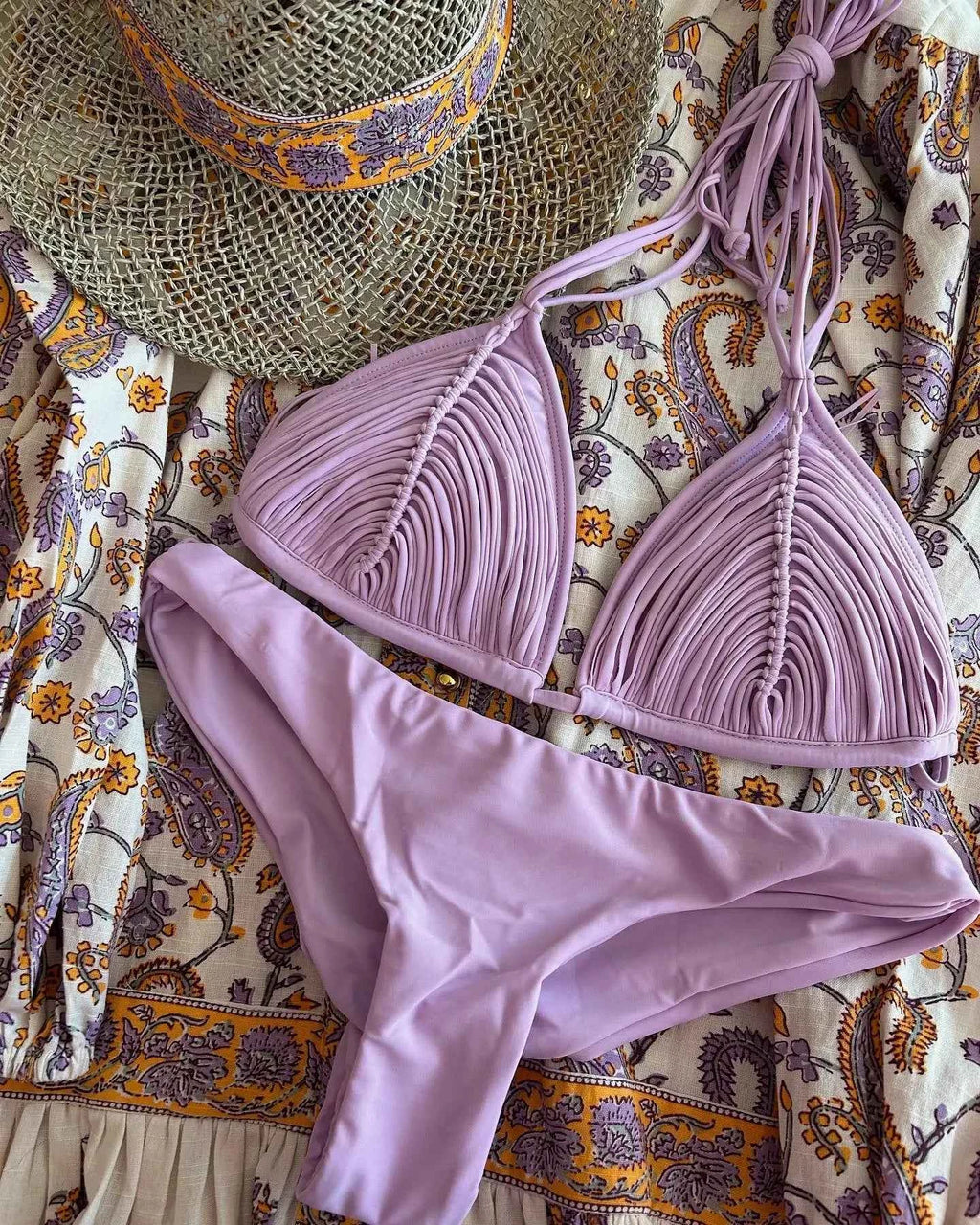 2025 New Bandage Stripes Brazilian Bikini Swimwear Women's Swimsuit Two Piece Set Female Sexy Lace up Mujer Beachwear Summer