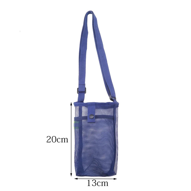 Portable Sport Water Bottle Cover Mesh Cup Sleeve Pouch With Strap Mobile Phone Bag Visible Bag Outdoor Camping Accessories