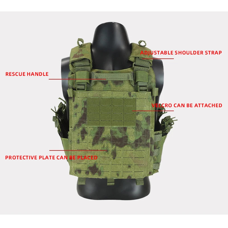 New Combat Vest 6094 Quick Release Lightweight Laser Cut Tactical Vest Black Gear Carry Hunting Tactical Vests