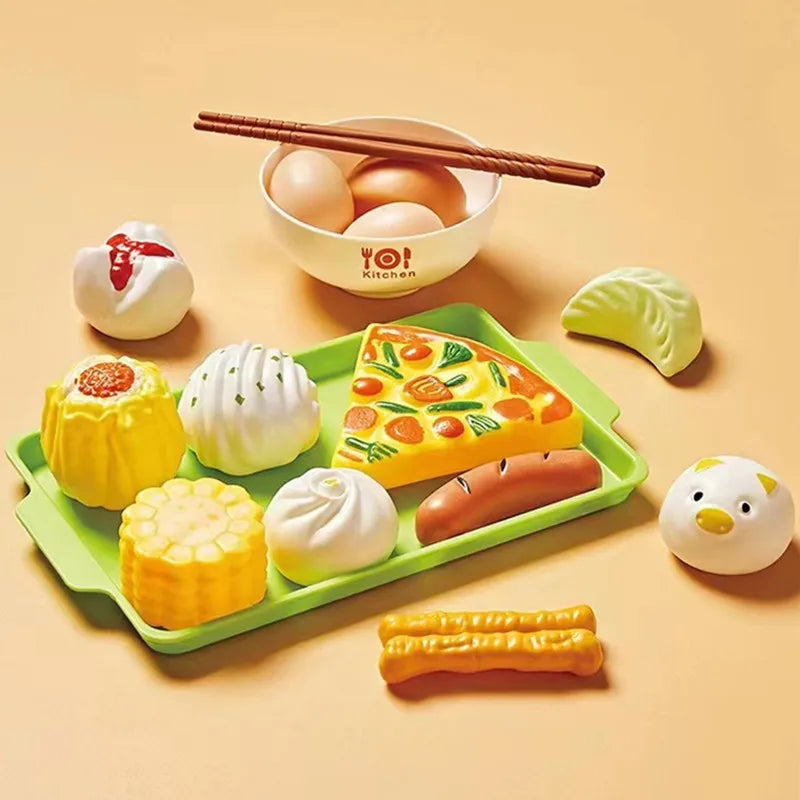 Kids Kitchen Toy Pretends Play Cooking Food Game Hamburger Pizza Snack Fruit Vegetable Simulation Food Set Of Toy For Girls Boys